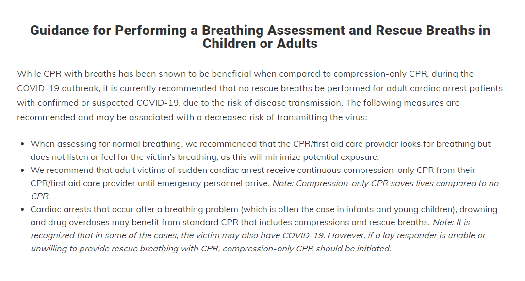 Red Cross CPR guidelines during COVID-19
